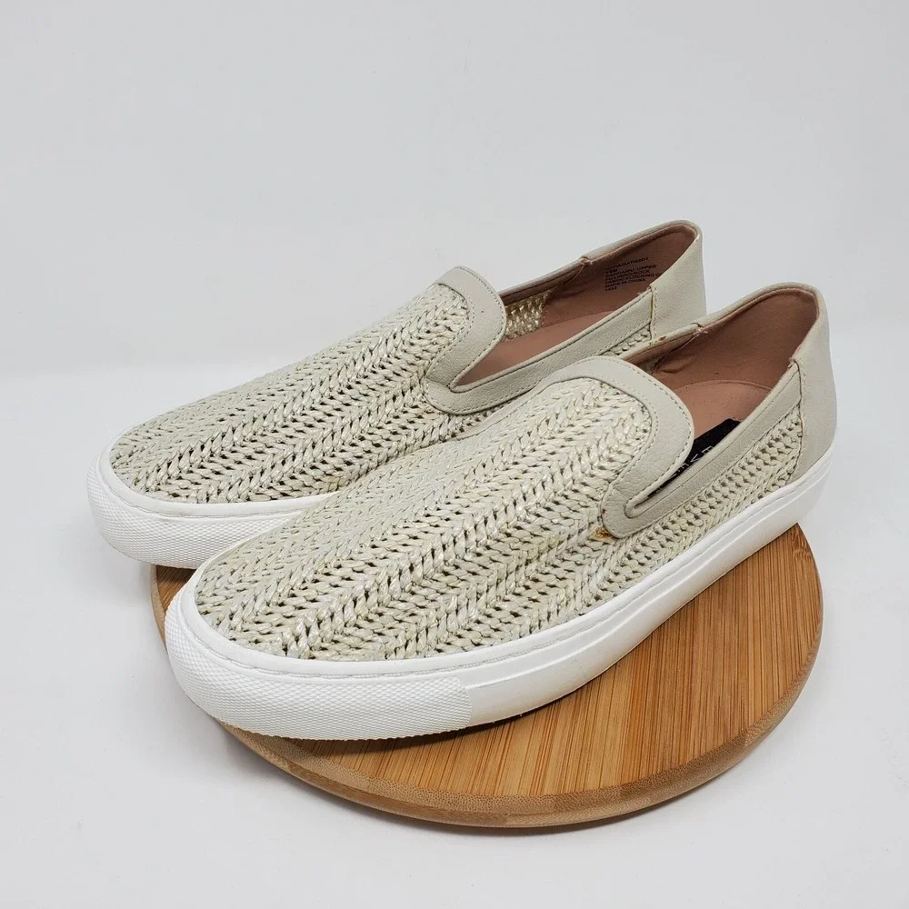 Steven by Steve Madden Katia Womens 10 Sneakers Beige Raffia Slip On Loafer Shoe